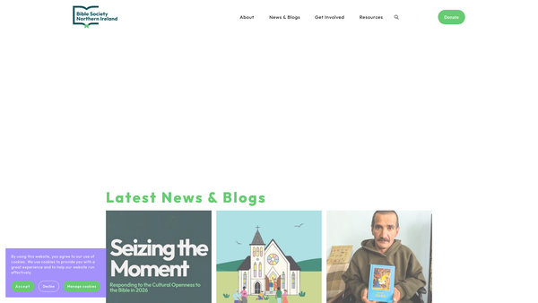 Screenshot of the The Bible Society in Northern Ireland website