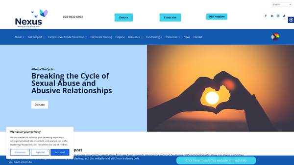 Screenshot of the Northern Ireland Rape Crisis Association website
