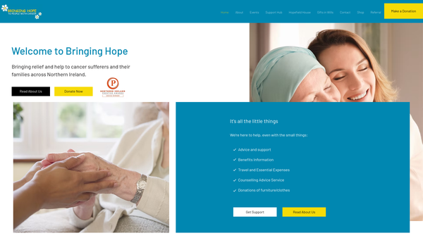 Screenshot of the Bringing Hope website