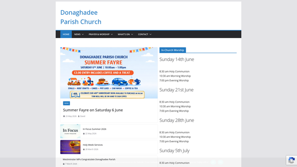Screenshot of the DONAGHADEE/Donaghadee/Donaghadee Parish Church/Down & Dromore/Church of Ireland website