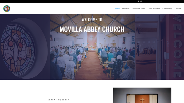 Screenshot of the NEWTOWNARDS/Movilla/Movilla Parish Church/Down & Dromore/Church of Ireland website