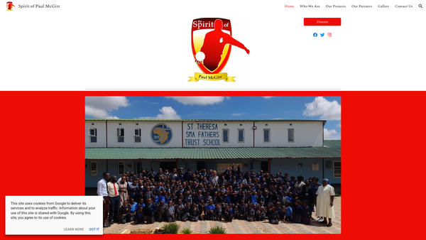 Screenshot of the The Spirit of Paul McGirr website