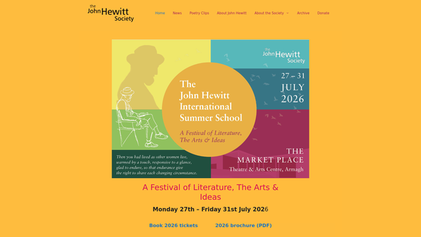Screenshot of the The John Hewitt Society website