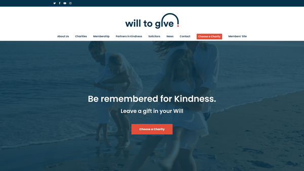 Screenshot of the Will to Give website