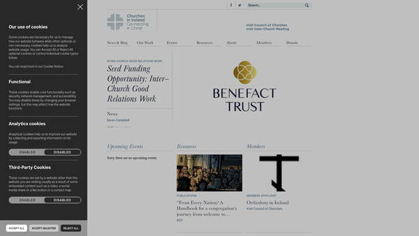 Screenshot of the Irish Council of Churches website