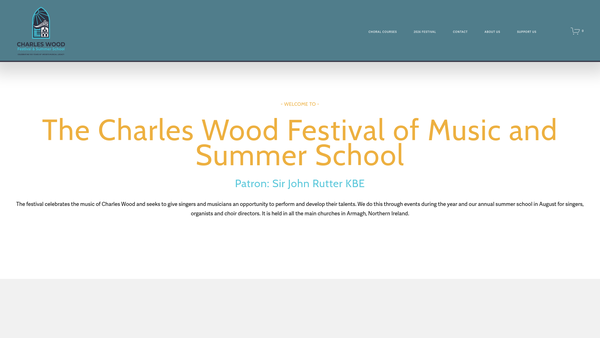 Screenshot of the Charles Wood Festival of Music (Charles Wood Summer School) website