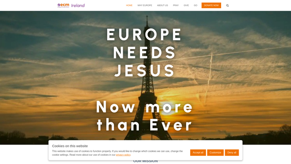 Screenshot of the European Christian Mission Ireland website