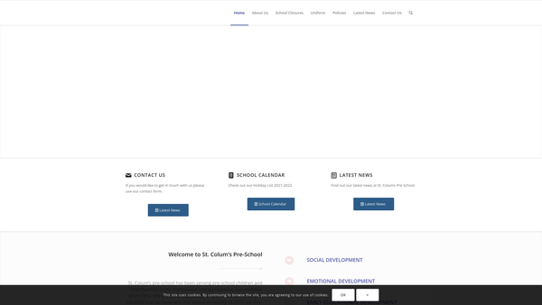Screenshot of the St Colums Pre-School Centre website