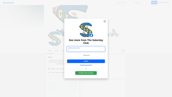 Screenshot of the The Saturday Club website