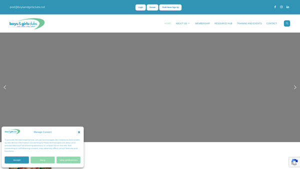 Screenshot of the Boys & Girls Clubs (NI) website