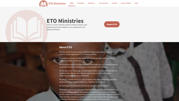 Screenshot of the Educate The Orphans website