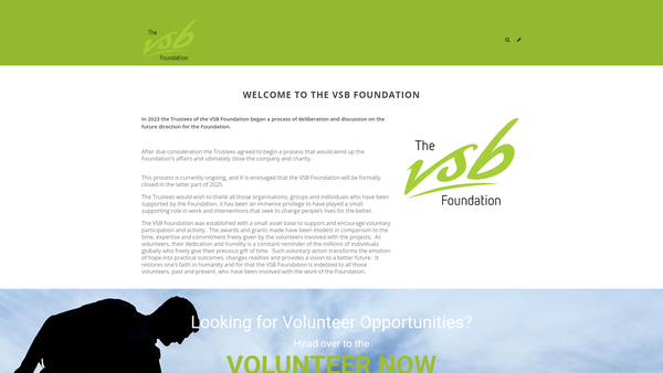 Screenshot of the The VSB Foundation website