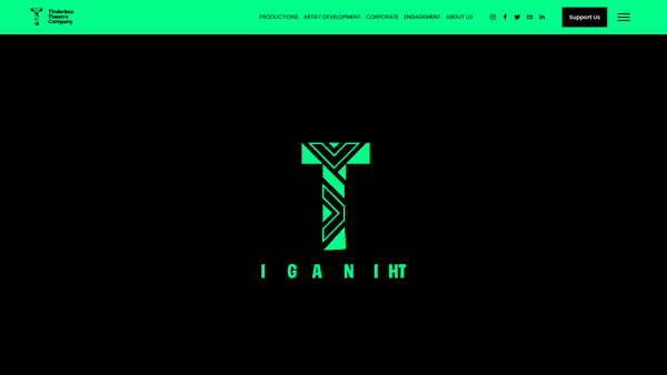 Screenshot of the Tinderbox Theatre Company website