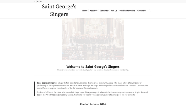 Screenshot of the St George's Singers (Belfast) Ltd website