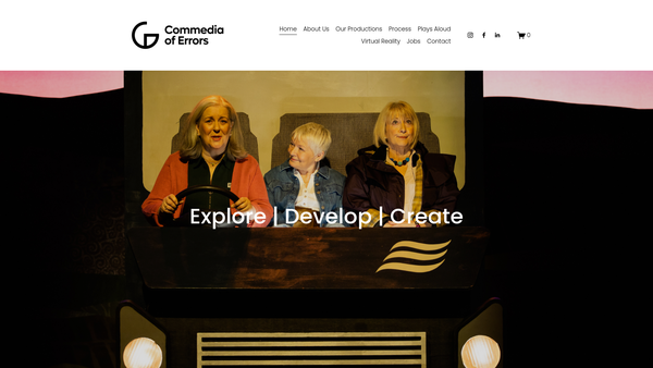 Screenshot of the Commedia of Errors Theatre Company website