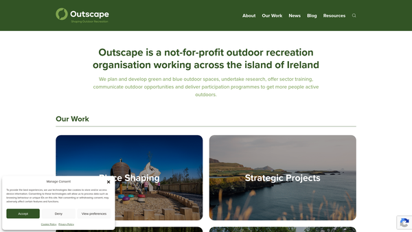 Screenshot of the Outscape website
