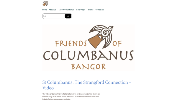Screenshot of the Friends of Columbanus (Bangor) website