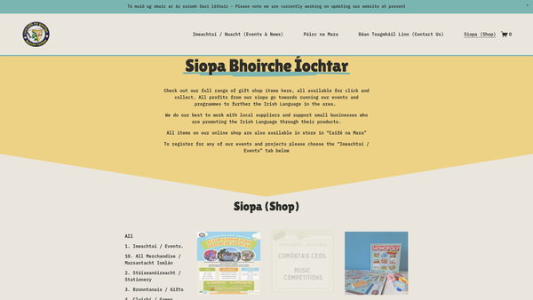 Screenshot of the Conradh na Gaeilge Boirche Íochtar website
