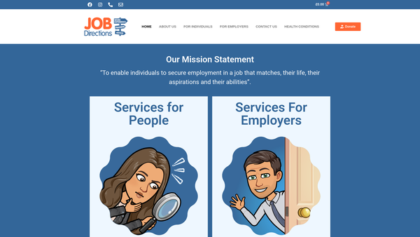 Screenshot of the Job Directions Ltd website