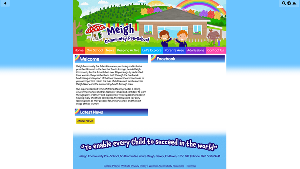 Screenshot of the Meigh Community Pre-school website