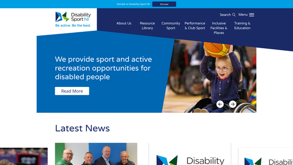 Screenshot of the Disability Sport NI website