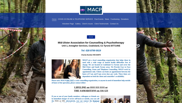 Screenshot of the Mid-Ulster Association for Counselling & Psychotherapy (MACP) website