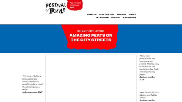Screenshot of the Festival of Fools website