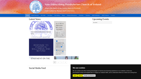Screenshot of the Ballymoney Non Subscribing Presbyterian Church website