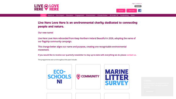 Screenshot of the Keep Northern Ireland Beautiful website
