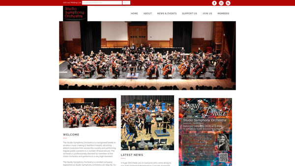 Screenshot of the The Studio Symphony Orchestra website