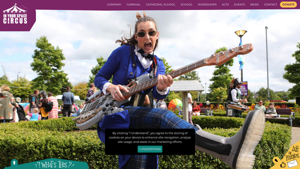 Screenshot of the In Your Space Circus Ltd website