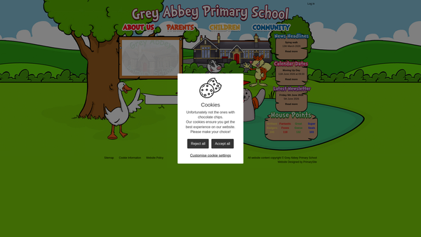 Screenshot of the Grey Abbey PS PTA website