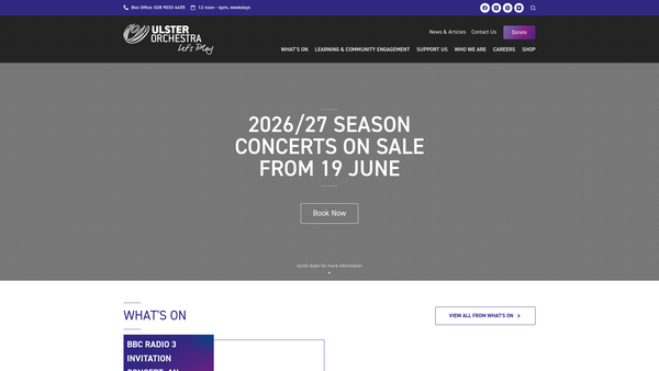 Screenshot of the The Ulster Orchestra Society Limited website