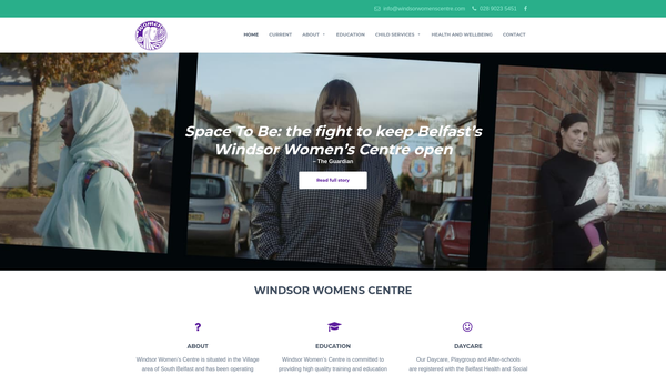 Screenshot of the Women's Too Windsor Women's Centre website