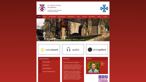Screenshot of the Broughshane/Skerry, Rathcavan & Newtowncrommelin/St. Patrick/Connor/Church website
