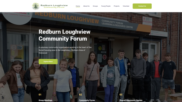 Screenshot of the Redburn Loughview Community Forum website
