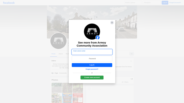 Screenshot of the Armoy Community Association website