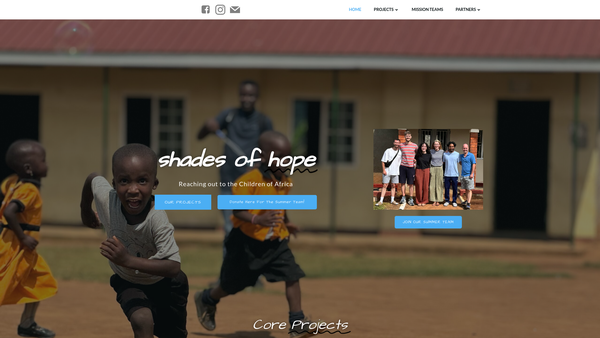 Screenshot of the Shades of Hope Trust website