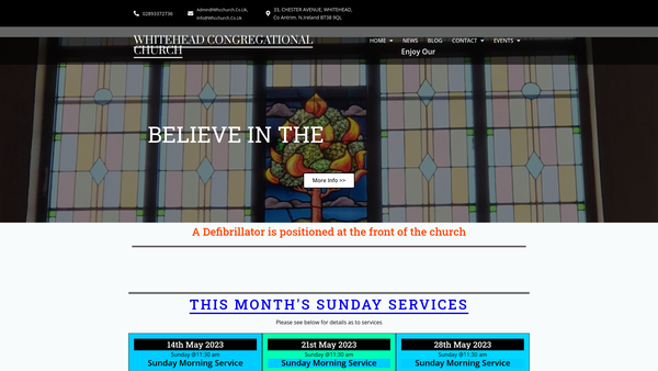 Screenshot of the Whitehead Congregational Church website