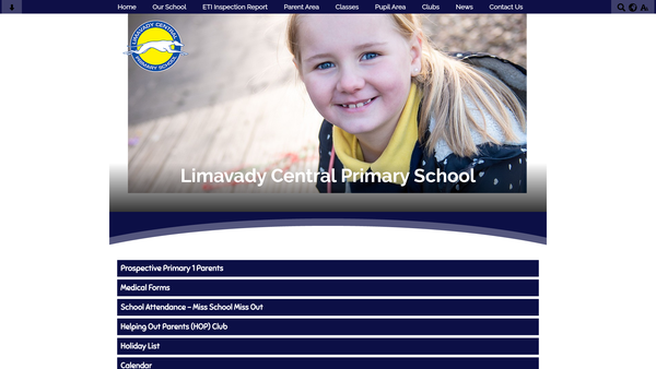 Screenshot of the Limavady Central Primary School PTA website