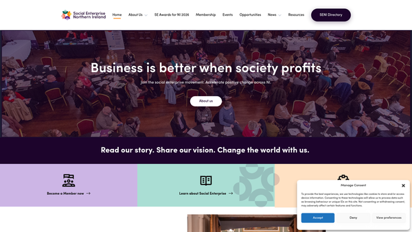 Screenshot of the Socentni website