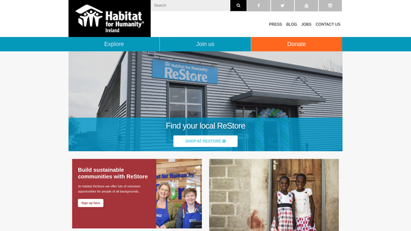 Screenshot of the Habitat for Humanity Ireland Ltd website