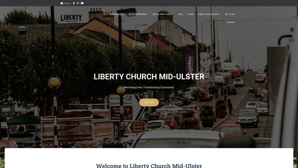 Screenshot of the Liberty Church website