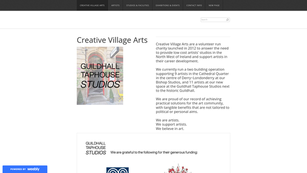Screenshot of the Creative Village Arts website