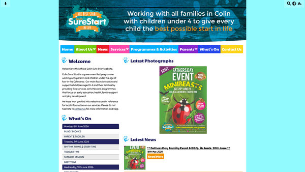 Screenshot of the Colin Neighbourhood Sure Start website