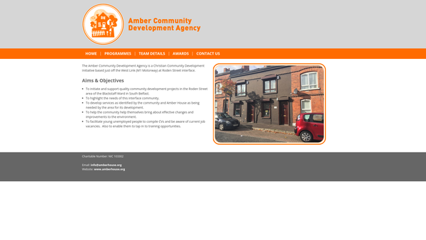 Screenshot of the Amber Community Development Agency website