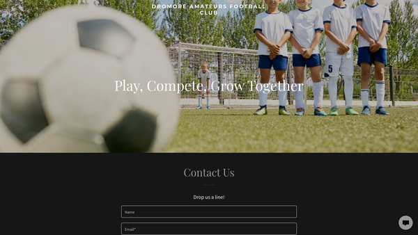 Screenshot of the Dromore Amateurs Football Club website