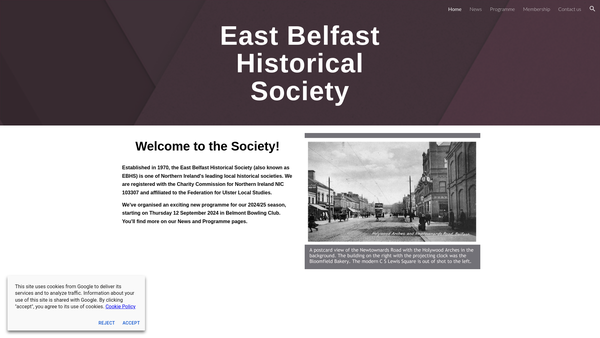 Screenshot of the East Belfast Historical Society website