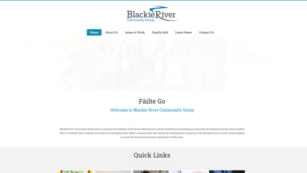 Screenshot of the Blackie River Community Groups website