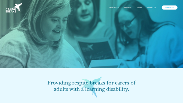 Screenshot of the Caring Breaks Ltd website
